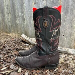 Denver Boots Mens Stingray Exotic Western Cowboy Boots Brown Black Size 8.5
